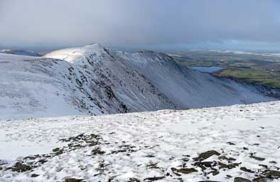 Longside Edge from Carlside Col in Snow